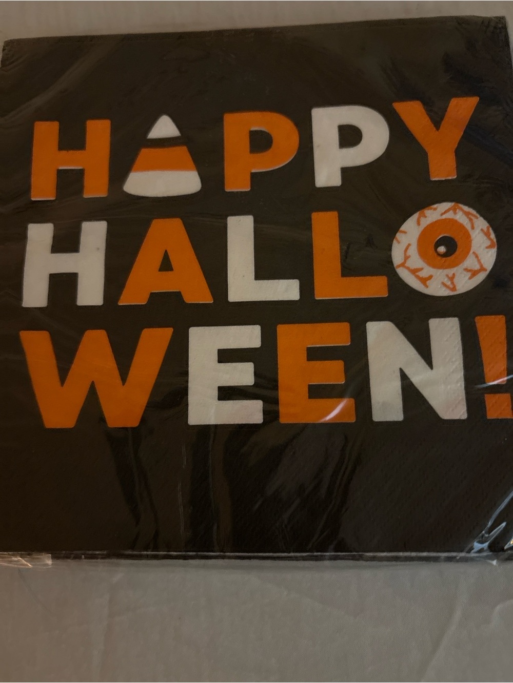 Happy Halloween Orange and White Party Napkins